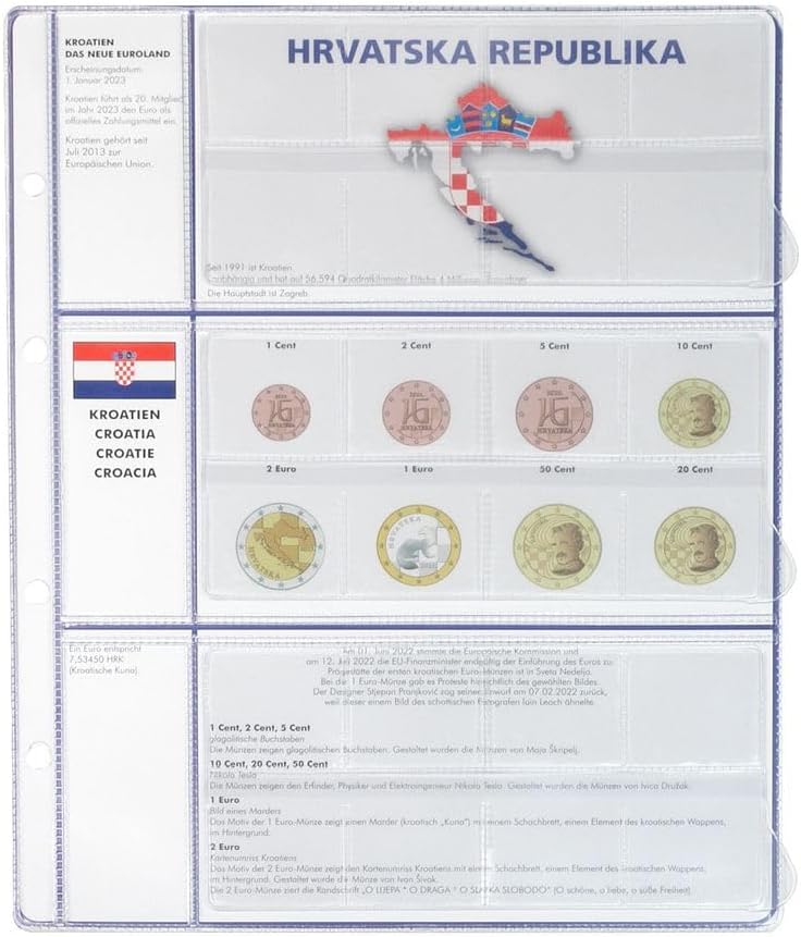 LINDNER Das Original Euro Collection Illustration Sheet 3 Coin Sets Croatia