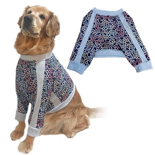 大型犬 トレーナー 肘サポート服 犬用 秋 冬 秋服 床ずれ防止 ドッグウェア 犬服 トップス ペットウェア 犬用秋冬服 おしゃれ犬服 防寒犬服 ボーダー 可愛い 犬用アウトドア用 防寒 大型犬 中型犬 散歩用 (5XL, ボーダー)