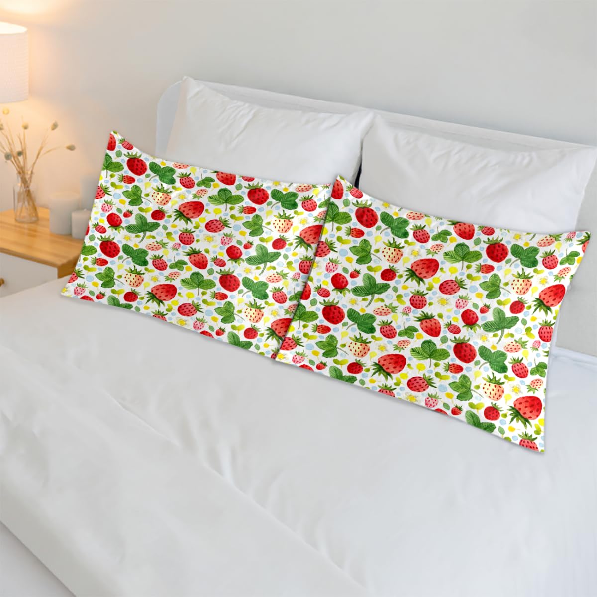 Confezione da 2 federe in raso fragola per capelli e pelle, con chiusura a busta, super morbide, antirughe, antimacchia, setose, 50,8 x 101,6 cm