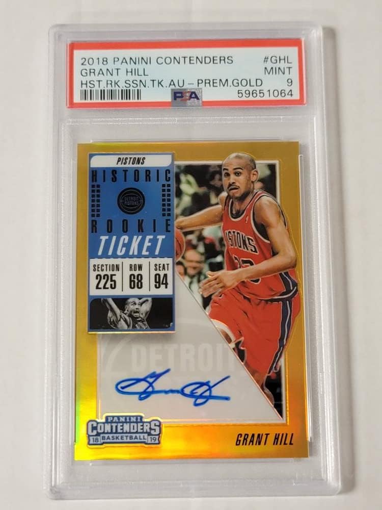 Basketball NBA 2018-19 Panini Contenders Historic Rookie Season Ticket Premium Edition Gold #2 Grant Hill PSA 9 MINT 6/10 Pistons