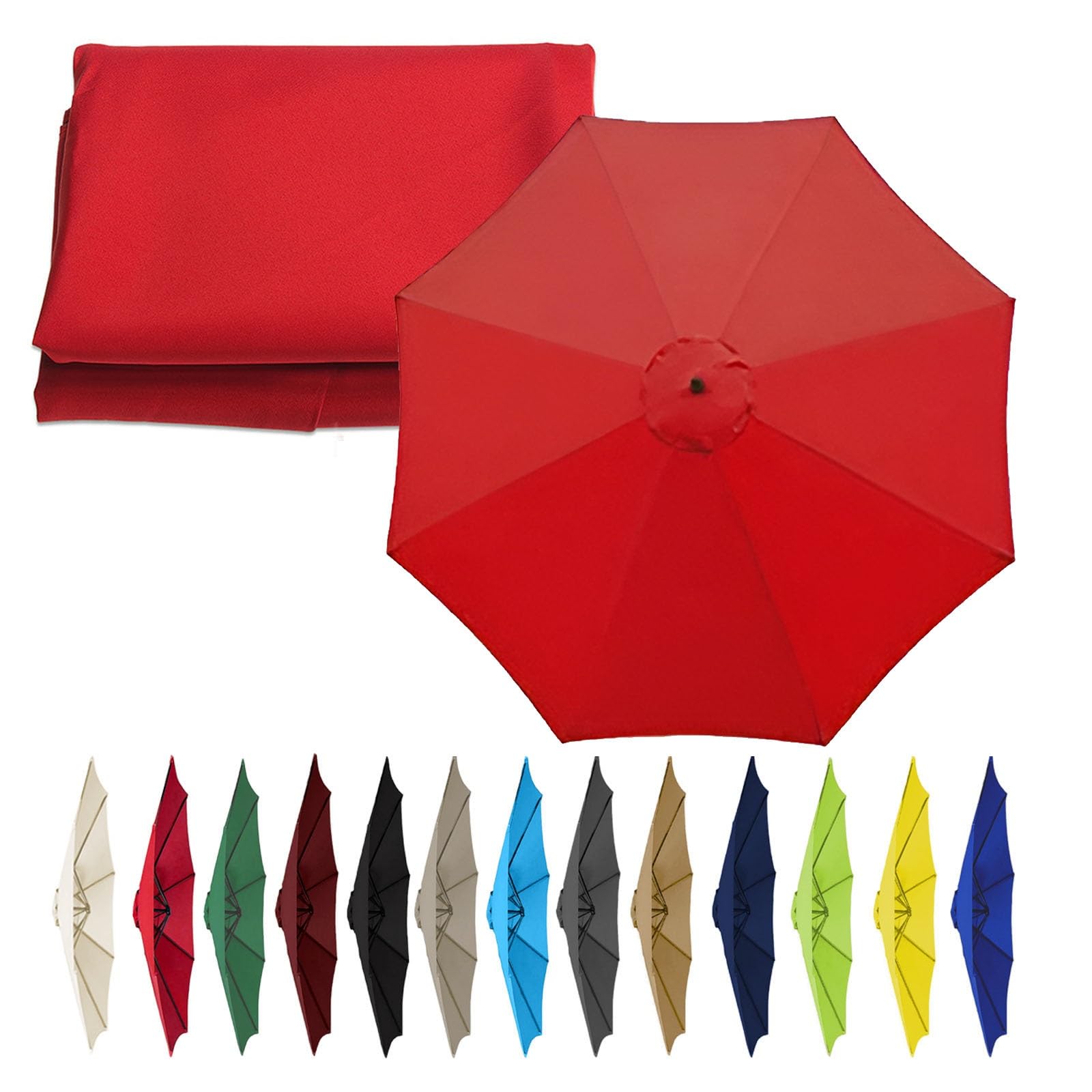 Umbrella Canopy Replacement 200cm-6 Arms 270/300cm-6/8 Arms 300cm-6/8 Arms, Patio Umbrella Replacement Cloth, Uv-Resistant, Waterproof, Washable, Easy To Install(Color:Red,Size:6 ribs-2m(6.5ft)) — image 1