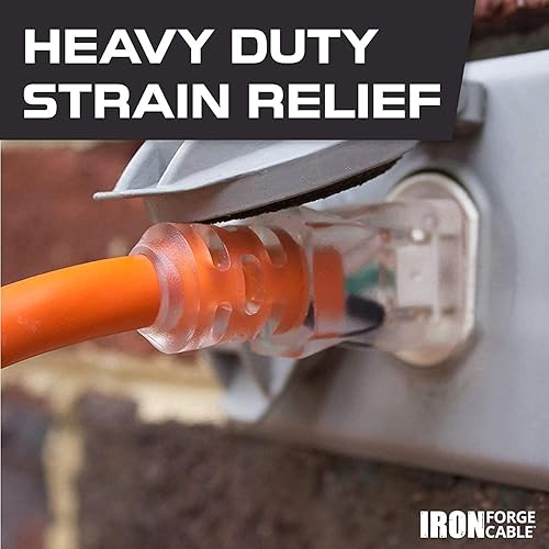 Miniatura 5 de Iron Forge Cable SJTW - Cable de extensión de calibre 10 de 10 pies y 3 tomas de corriente, cable de extensión resistente 103 con múltiples tomas de