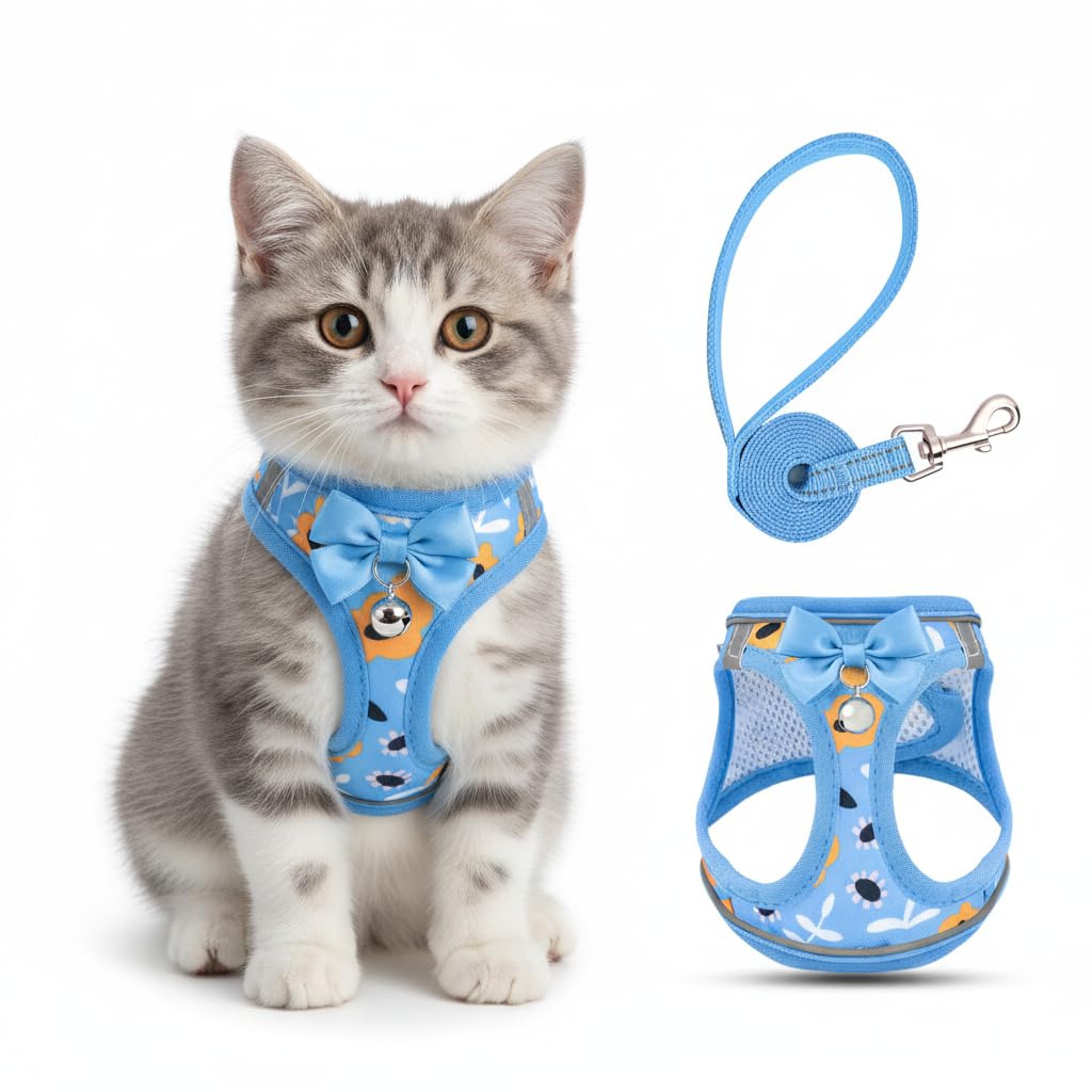 Arnés y Correa para Gatos a Prueba de Escape para Caminar, arnés Suave Ajustable con Correas Reflectantes, arnés de Chaleco para Gatos pequeños y Perros XS