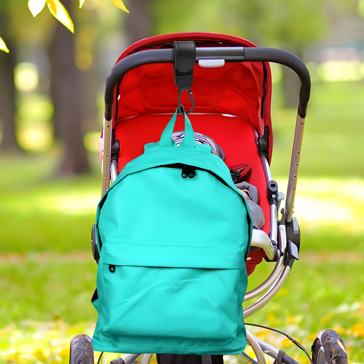 4 ganchos para cochecito, ganchos para cochecito de bebé, clips y ganchos universales para cochecito, clip de mosquetón ajustable para bolsas de pañales, el gancho perfecto para cochecito, compras y