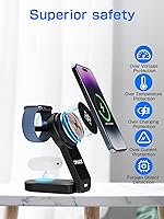 Vista 2 de Estación de carga 3 en 1, soporte de cargador inalámbrico de Apple, estación de carga plegable para iPhone, cargador magnético de 18 W para iPhone
