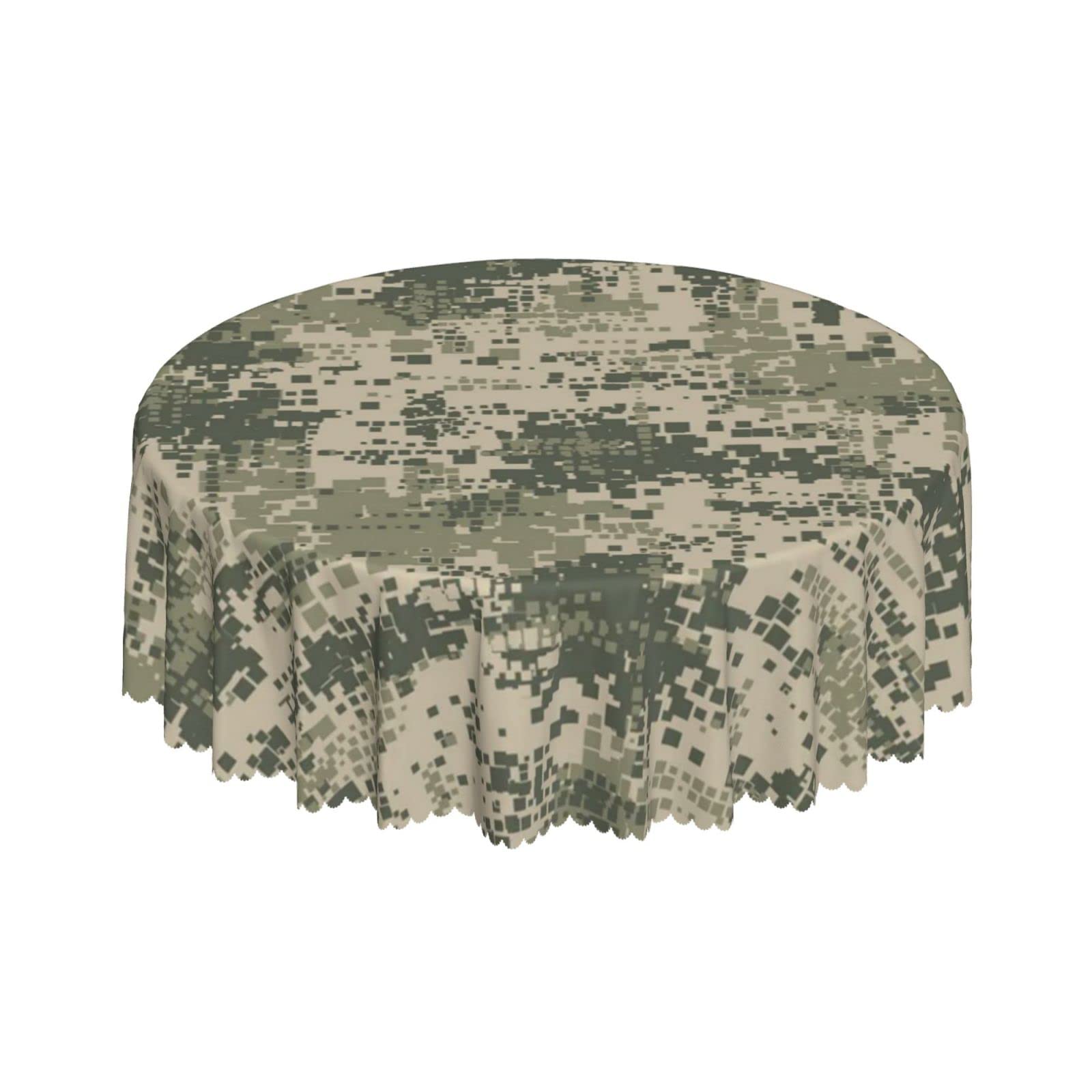 Lsjuee Camouflage Uniform Army Pixel Round Tablecloth 60 Inch Printed Washable Tablecloth for Dining Party Holiday Fall Home Decorative