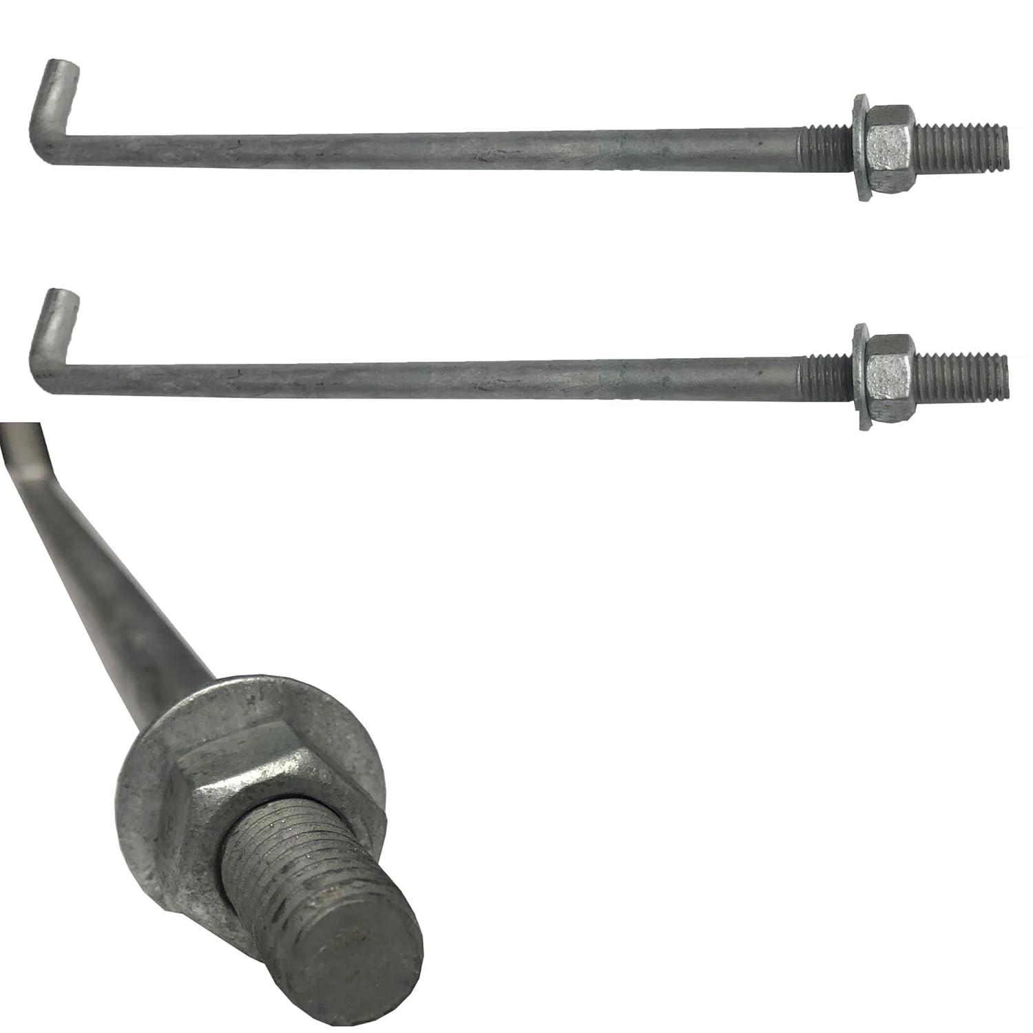 10" x 1/2" Galvanized Anchor Bolts Rust Resistant Heavy Duty Steel Threaded Bolts for Concrete Cement 10 in x 1/2 in Qty (10)
