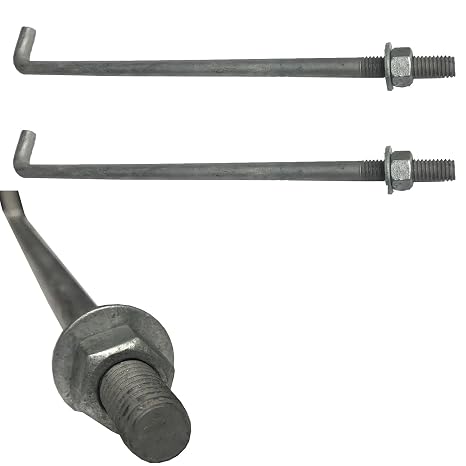 10 x 1/2 Galvanized Anchor Bolts Rust Resistant Heavy Duty Steel Threaded Bolts for Concrete Cement 10 in x 1/2 in Qty (10)