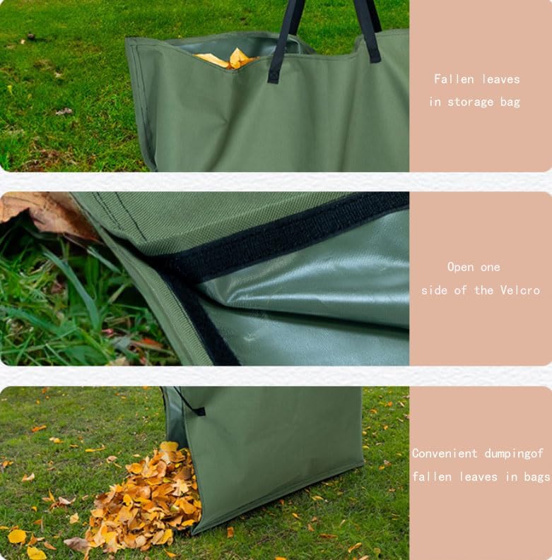 General Heavy-Duty Lawn Leaf Bag with Handles, 57x47in Reusable Oxford Cloth Yard Waste Bag, Foldable Gardening Cleanup Tote for Fall Leaves, Grass Clippings, and Debris