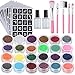 Produktbild Lictin Glitzer Tattoo Temporäre Tattoo Set Make Up Körper Glitzer mit 24 Glitzertuben 117 Schablonen Neues Glitzer Tattoo Set für Kinder und Erwachsene