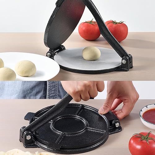Miniatura 6 de Prensa de tortilla de hierro fundido, máquina de tortilla, prensa para tortillas de alta resistencia, prensa de tortilla de harina, prensa de