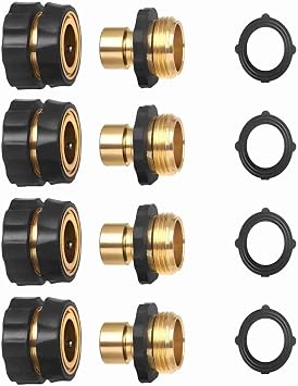 Garden Hose Fitting Quick Connector, 3/4 Inch Male and Female Garden Hose Fitting Quick Connector ,Garden Hose Connector4 Set