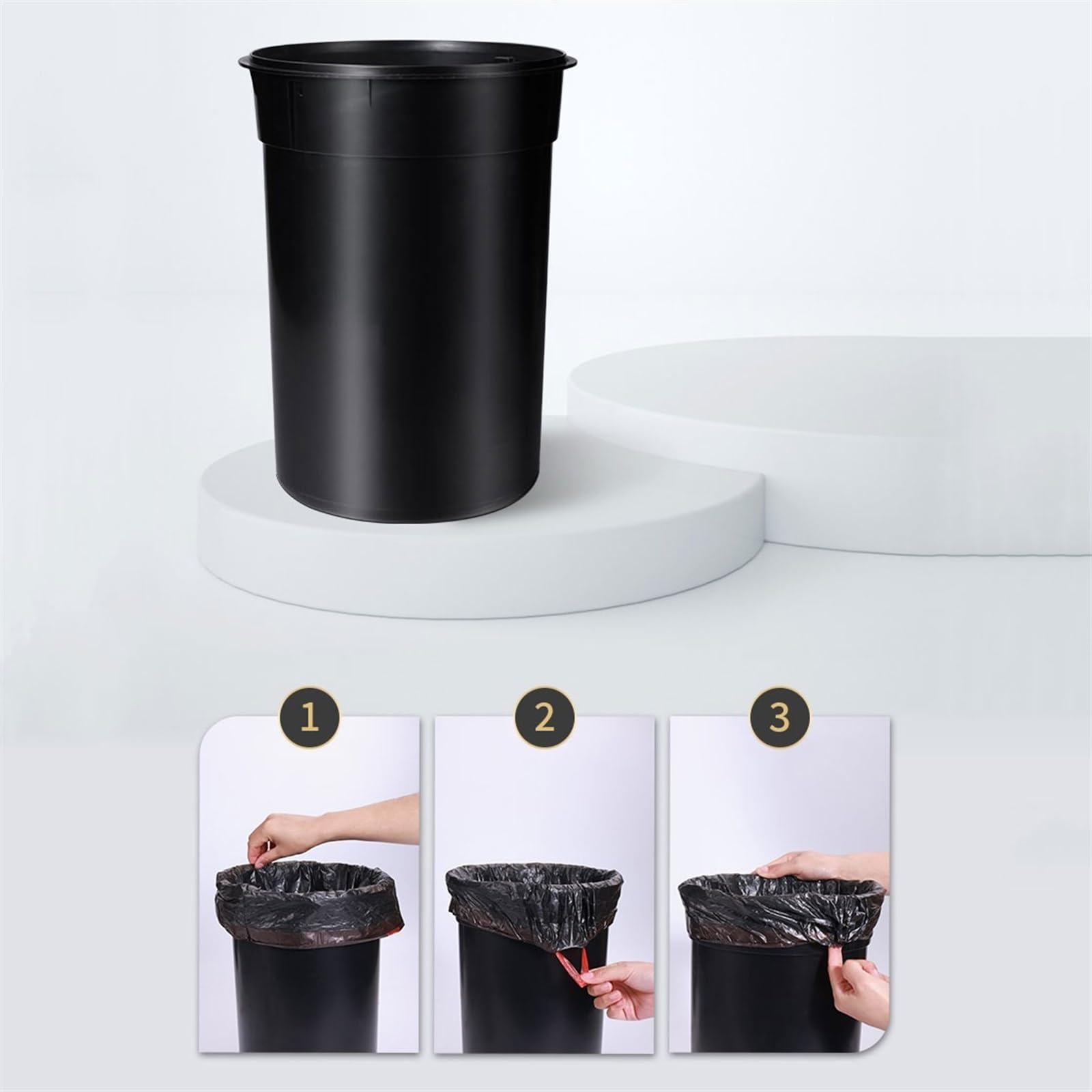 Cestino Pattumiera for la casa con Coperchio Ampio Soggiorno Cestino for la Carta igienica Bagno Camera da Letto Cucina Cestino Papeleras para Cocina(Black,6L)