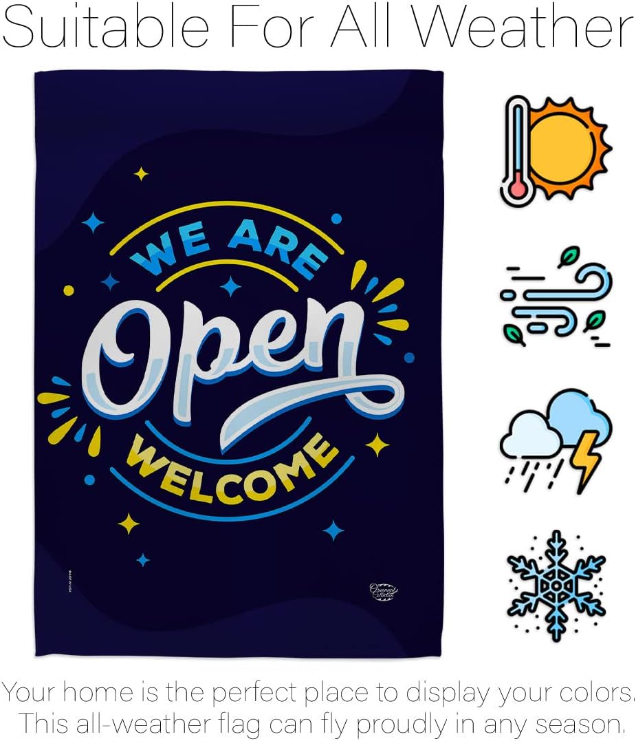 We are Open House Flag Set Novelty Merchant Sale Store Retail Business Advertisement Promotion Decoration Banner Small Garden Yard Gift Double-Sided, Made in USA