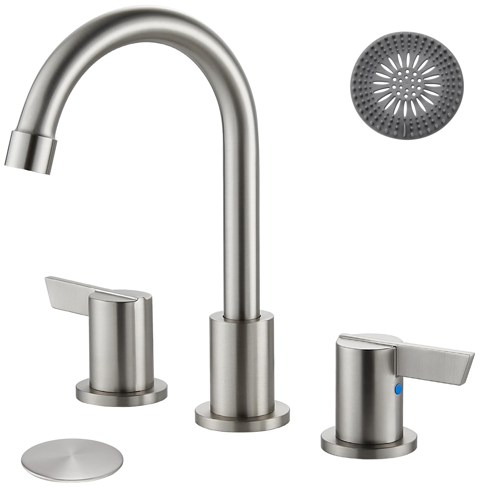 Cinwiny Bathroom Sink Faucet 3 Hole, 8 Inch Widespread Bathroom Sink Faucet with 2 Handles, Pop-up Drain & Hair Catcher Included for Vanity RV