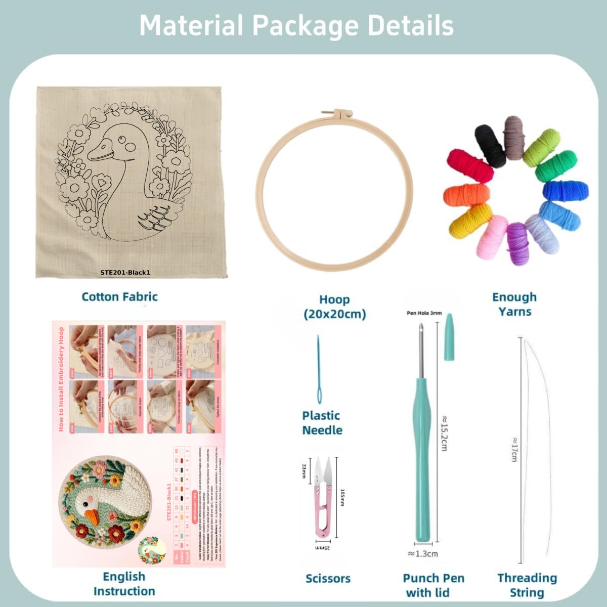 DIY Punch Needle Kit - Goose & Flower Garland -2 DIY Punch Needle Kit - Goose & Flower Garland -2