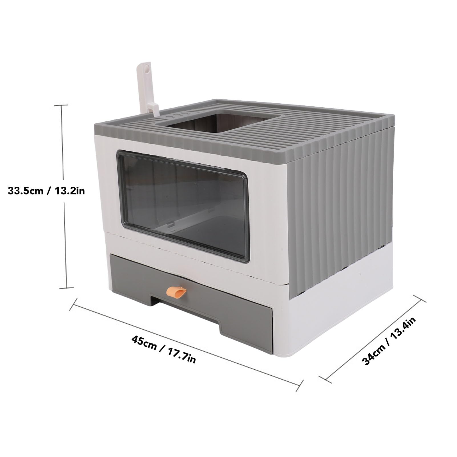 Generic Lettiera per Gatti, Lettiera Gattino Potty Cat Potty con Porta d'ingresso e Paletta per Toilette per Gatto Pieghevole Cazzo per Gatti per Gatto per Adulti, 17.7x13.4x13.2in (GREY)