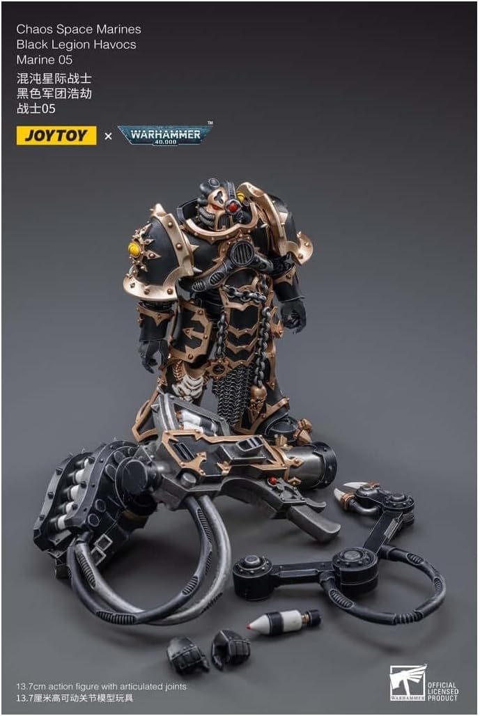 JOYTOY Warhammer 40K Chaos Space Marine Black Legion Havocs Marine 05 Model Figure 1/18 Scale JT2436