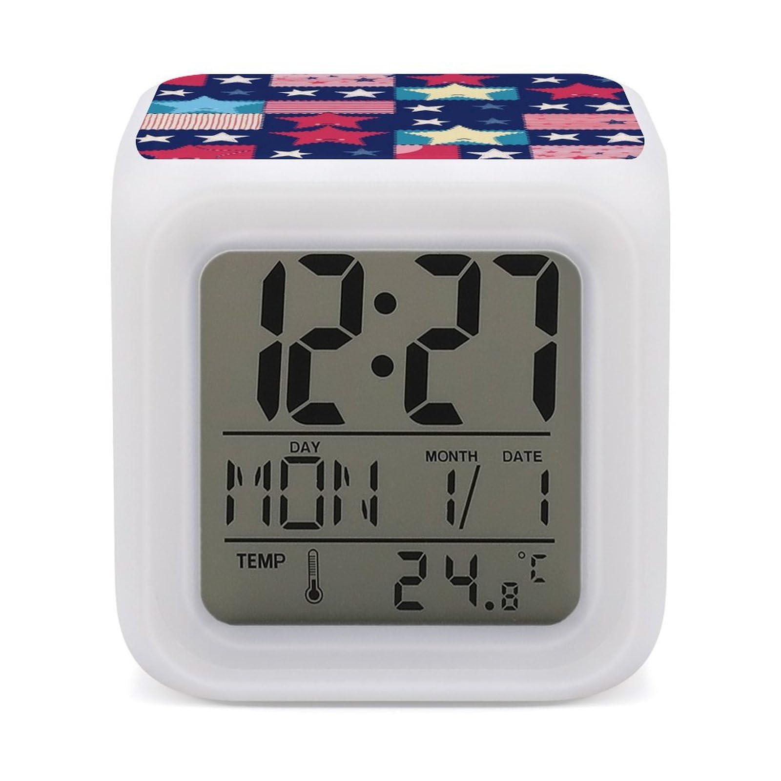 Réveil LED à 7 couleurs avec veilleuse réglable et horloge puissante