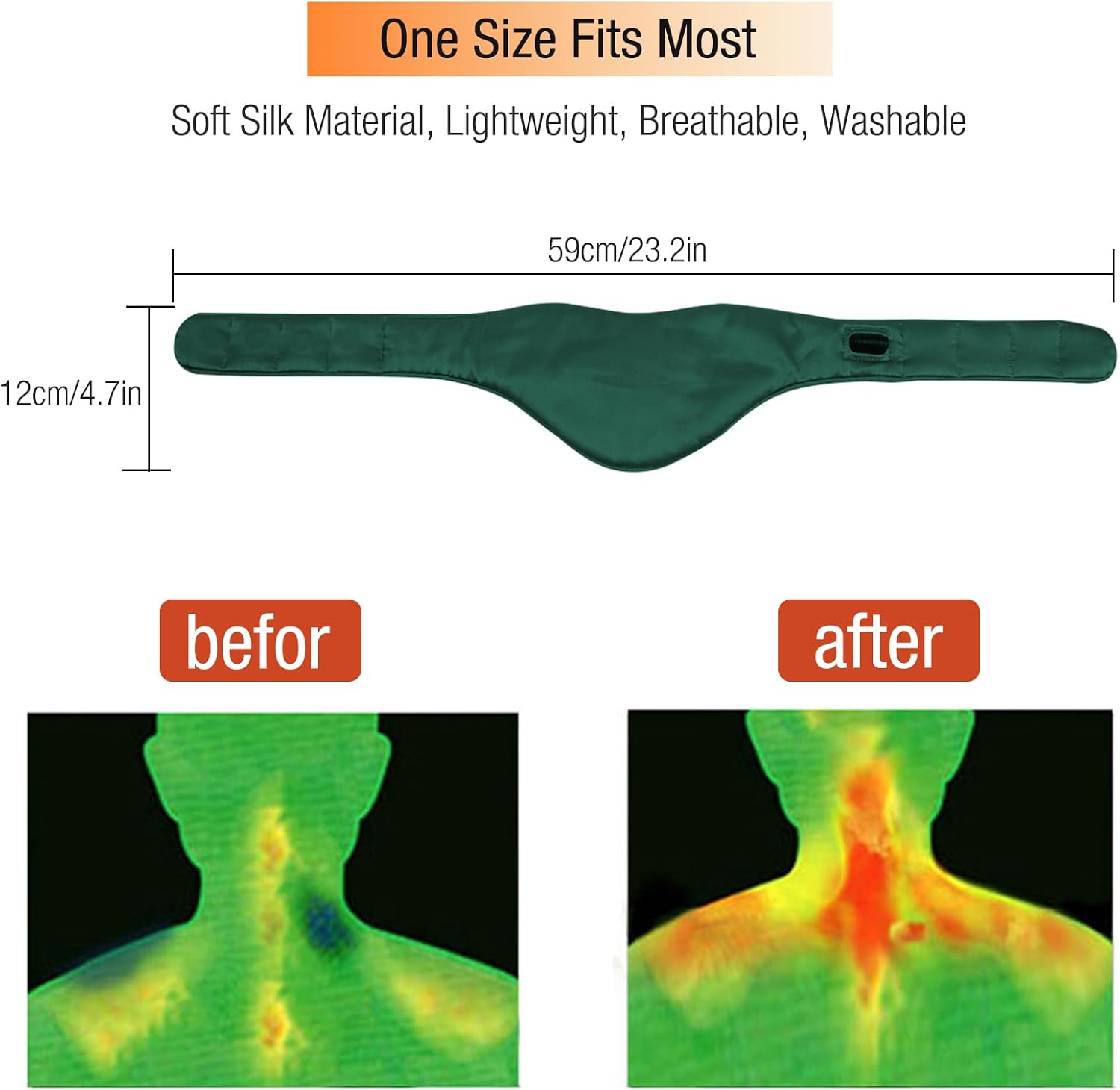 Neck Heating Pad, ARRIS Small Portable Heated Neck Wrap with Adjustable Time and Temperature Control, USB Powered Neck Pain Relief, Stiffness Relief or Postoperative Recovery Green