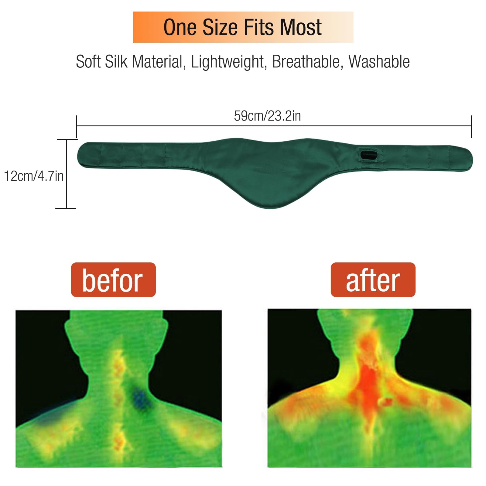 Avvolgere il collo riscaldato, ARRIS collo riscaldamento avvolgere cavo USB grafene terapia lontano infrarosso per alleviare il dolore al collo (Verde)