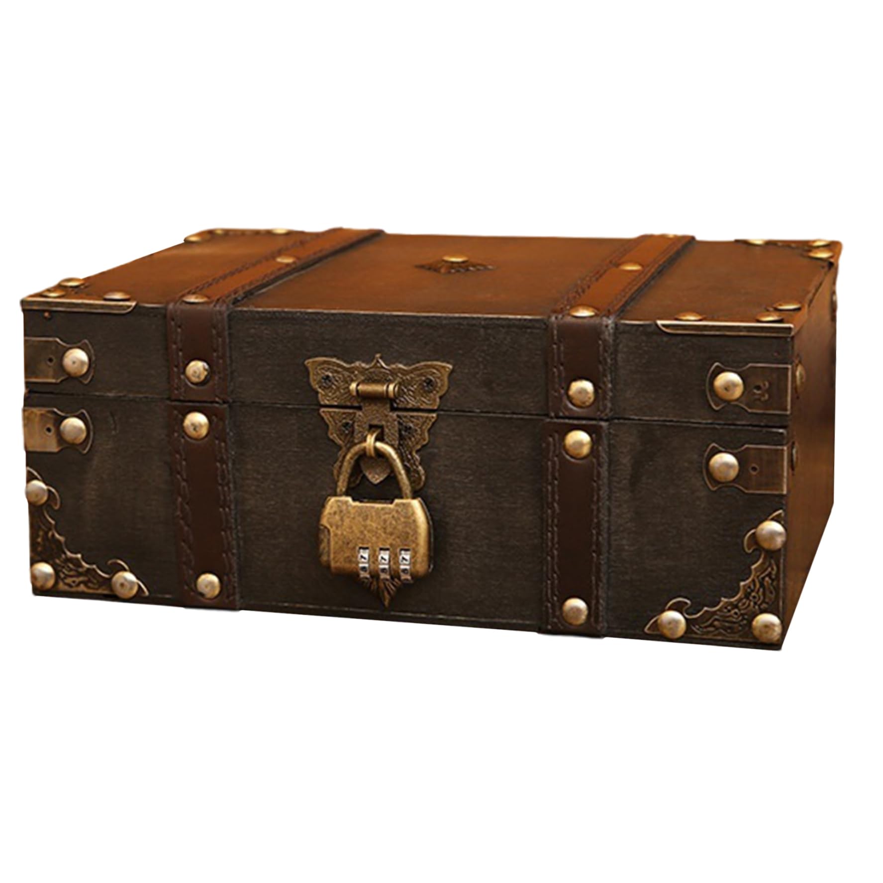 Caja del tesoro de madera con cerradura para juegos de rol y almacenamiento de recuerdos