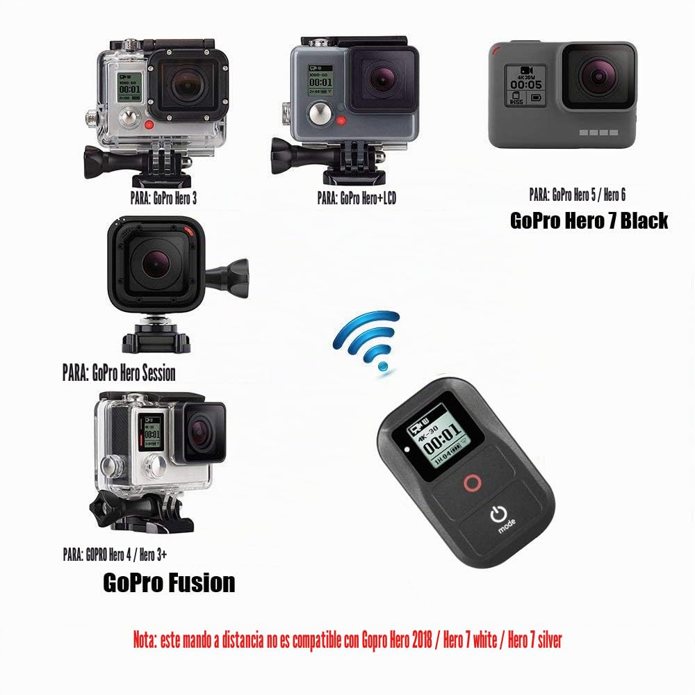 Suptig - Mando a Distancia inalámbrico Impermeable para GoPro Hero 8 Hero 7 Black Hero 6 Black Hero 5 Hero 5session Hero 4 Hero4 Session Hero 3+ Hero 3 Action Camera WiFi Remote…