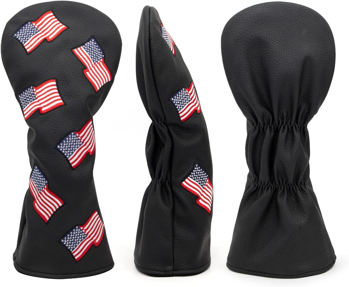 Barudan Golf Club Head Covers Black USA- 4 Options - Golf Driver Headcover 450cc 460cc, Interchangeable Golf Fairway Head Cover, Rescue Hybrid Head Cover, 3pcs Golf Head Covers for Driver and Woods