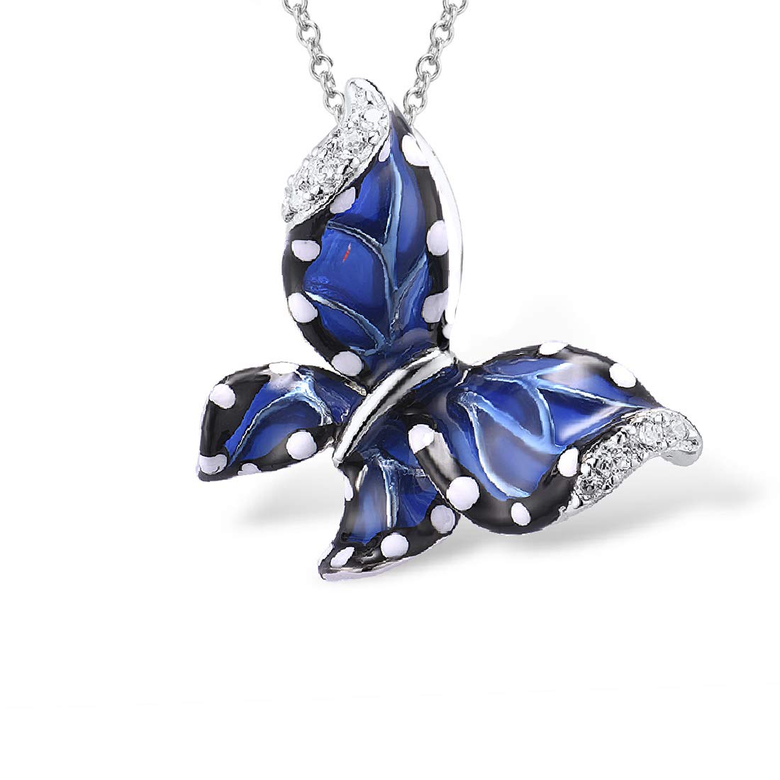 Namana Collar con Colgante de Mariposa Esmaltado para Mujer - Plata de Ley 925 con Circonitas Cúbicas y Detalles de Esmalte - Mariposa de Plata Maciza