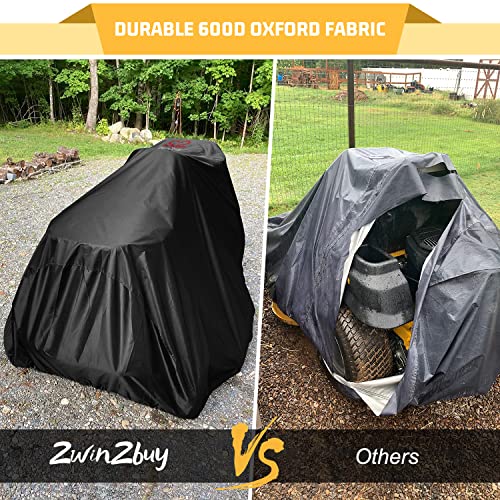 image for 2win2buy Riding Lawn Mower Cover, Heavy Duty Waterproof Polyester 600D