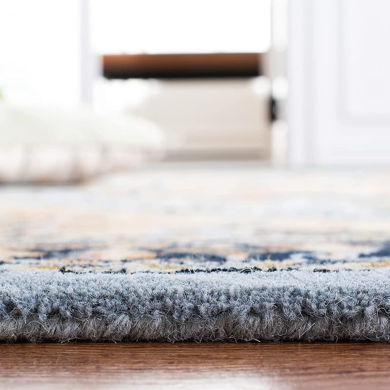 Image of Embossed Handmade GH Wool Thick Geometrical Carpet is a Stylish and Practical Addition to Any Living Room 7X10
