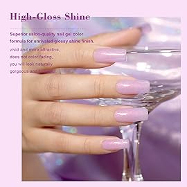 RARJSM Shimmer Glitter Gel Nail Polish Light Purple Chunky Sparkle Holographic Rainbow Iridescent Nude Jelly Gel Polish Lavender Single Bottle Soak off UV LED Cured for Home Salon Manicure 15ML