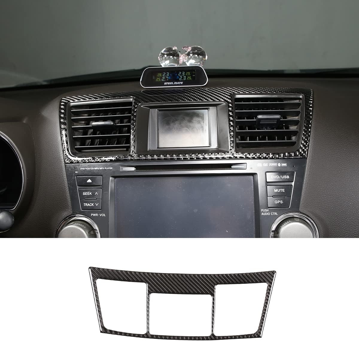 Soft Carbon Fiber Central Control Air Vent Air Outlet A/C Cover Frame Trim Compatible with Toyota Highlander 2009-2013