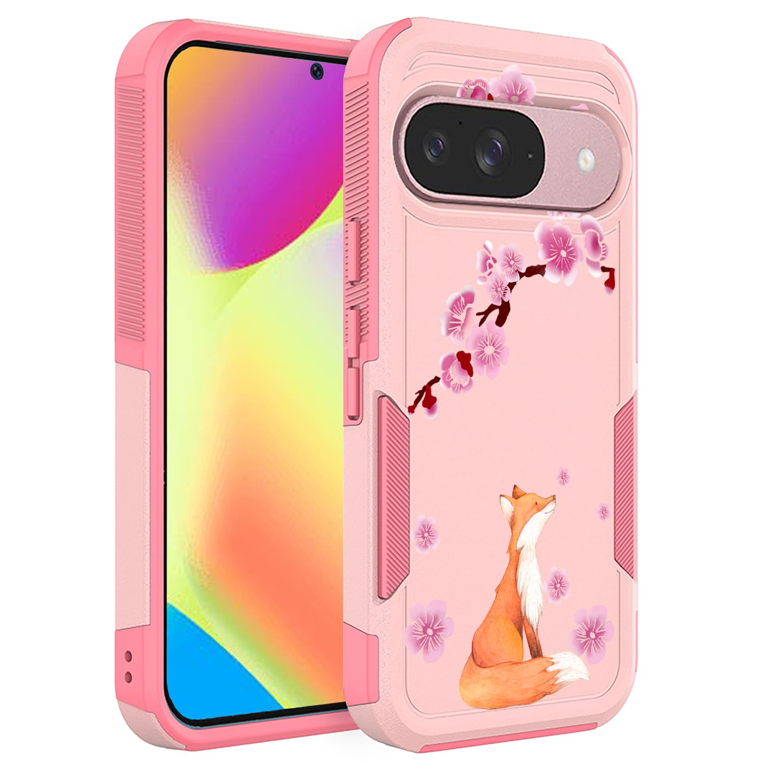 Ftonglogy for Google Pixel 9/9 Pro & 10/10 Pro Case: (Lucky Fox) | Cute Flowers Floral Design, for Girls Women, Slim Soft TPU Bumper, Shockproof