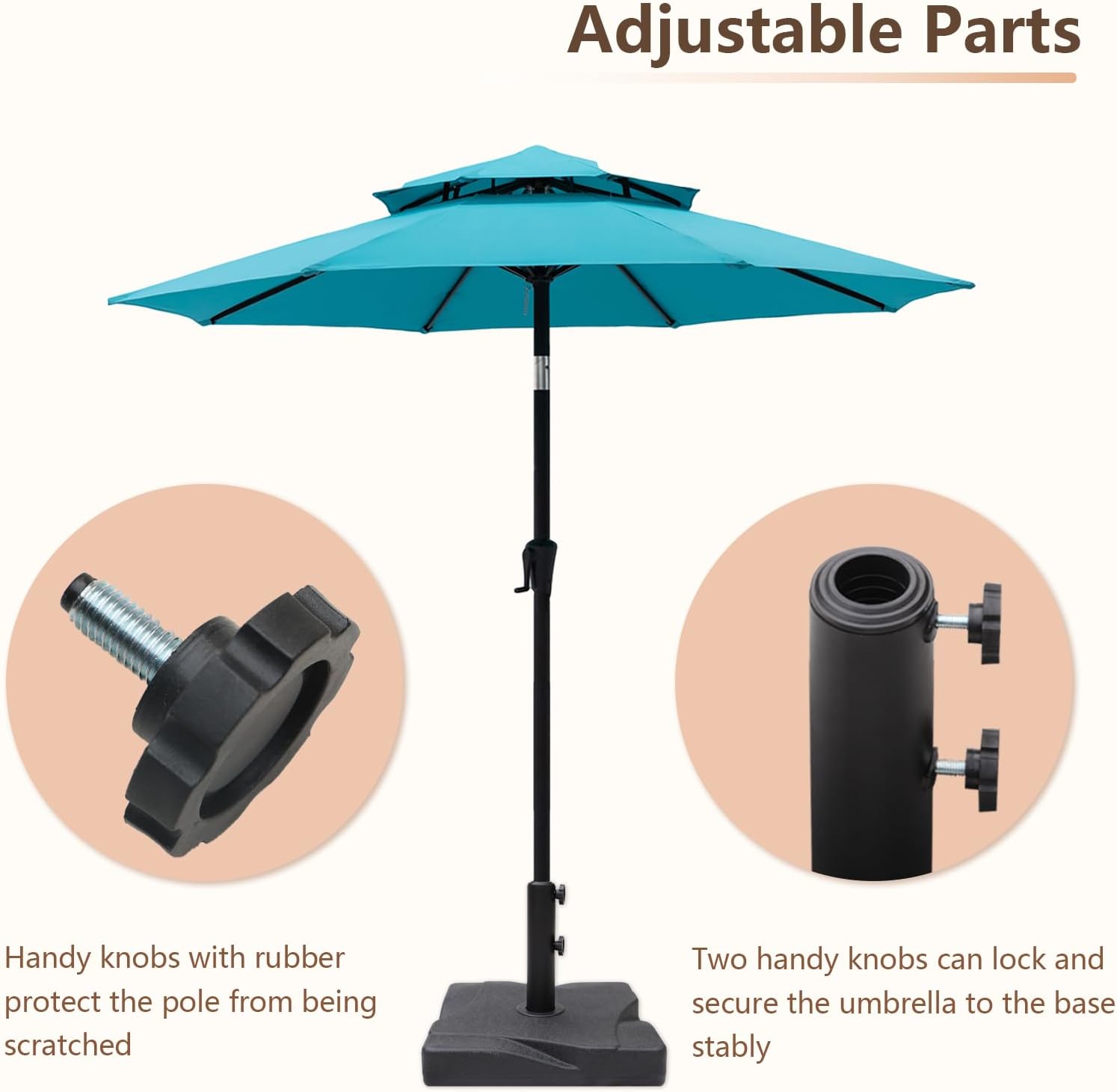 C-Hopetree 44 lb Heavy Duty Square Patio Base Stand for Outdoor Market Table Umbrella, Black