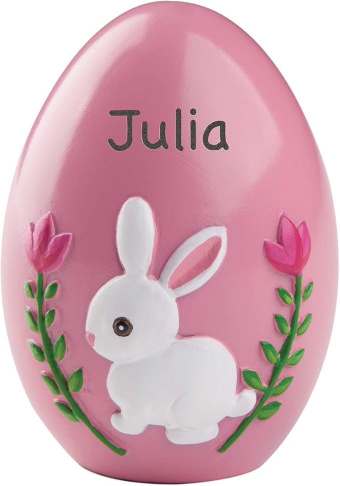 Pink Easter Egg Decoration with Custom Name Engraved Easter Basket Stuffer Home