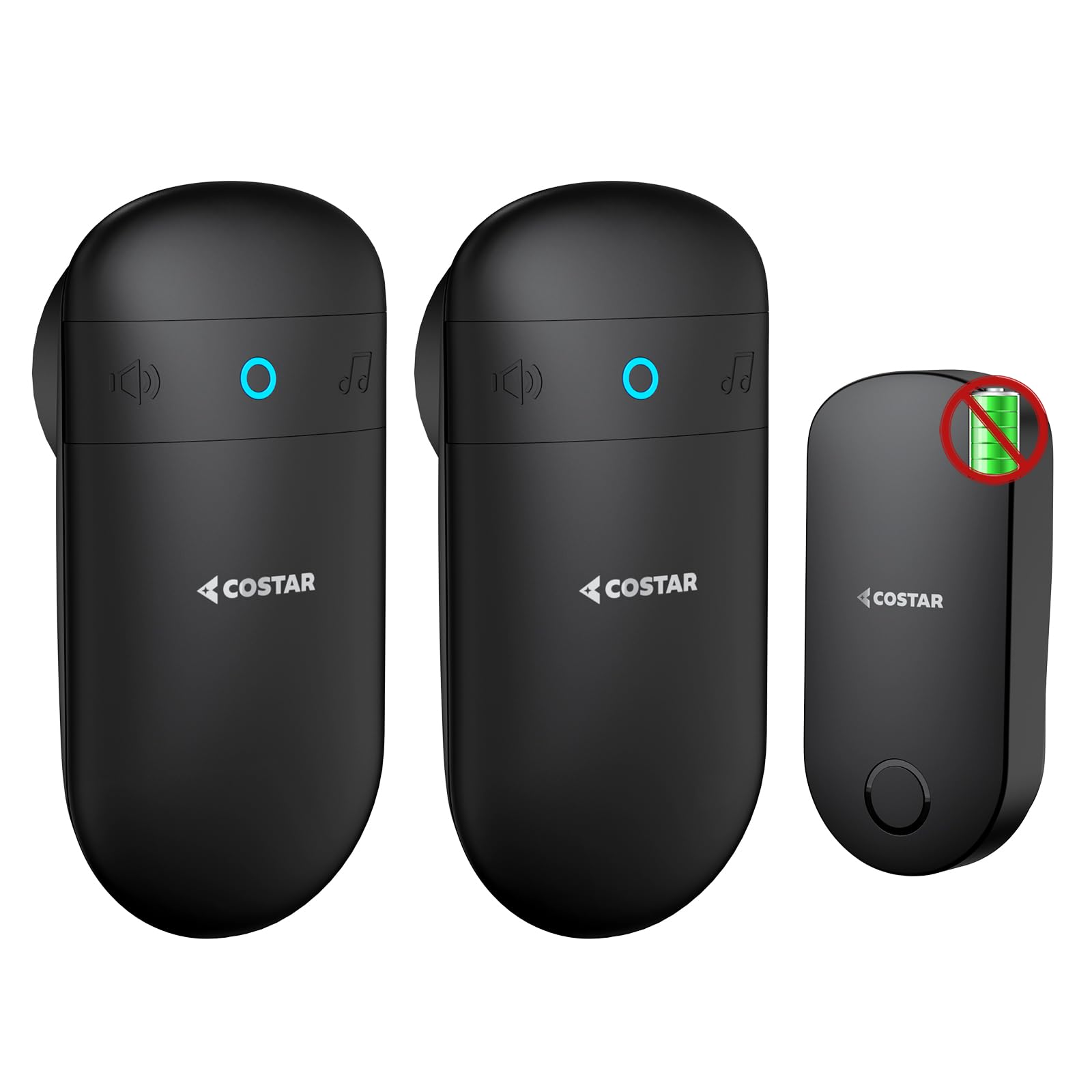 COSTAR Self-Powered Battery Free Wireless Door Bell Kits Chime Cordless Calling Bell-1000ft Range with 52 Chime Pebble 610