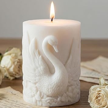Swan Candle Mold Elegant Dancing Swan Relief Design Column Silicone Candle Molds Swan Cylinder Resin Casting Mold for Candles Making Aromatherapy Candles Wax Polymer Clay Home Decoration