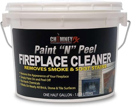 CHIMNEYRX 300467 Paint N Peel Fireplace Cleaner Removes Smoke & Soot Stains from Brick, Tile, Stone Surfaces Around Fireplace Fronts & Hearths Water-Based, Easy Peel-Off, 1/2 Gallon