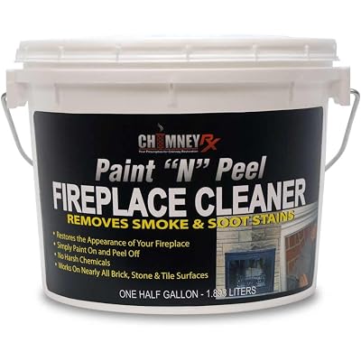 CHIMNEYRX 300467 Paint N Peel Fireplace Cleaner – Removes Smoke & Soot Stains from Brick, Tile, & Stone Surfaces Around Fireplace Fronts & Hearths – Water-Based, & Easy Peel-Off, 1/2 Gallon