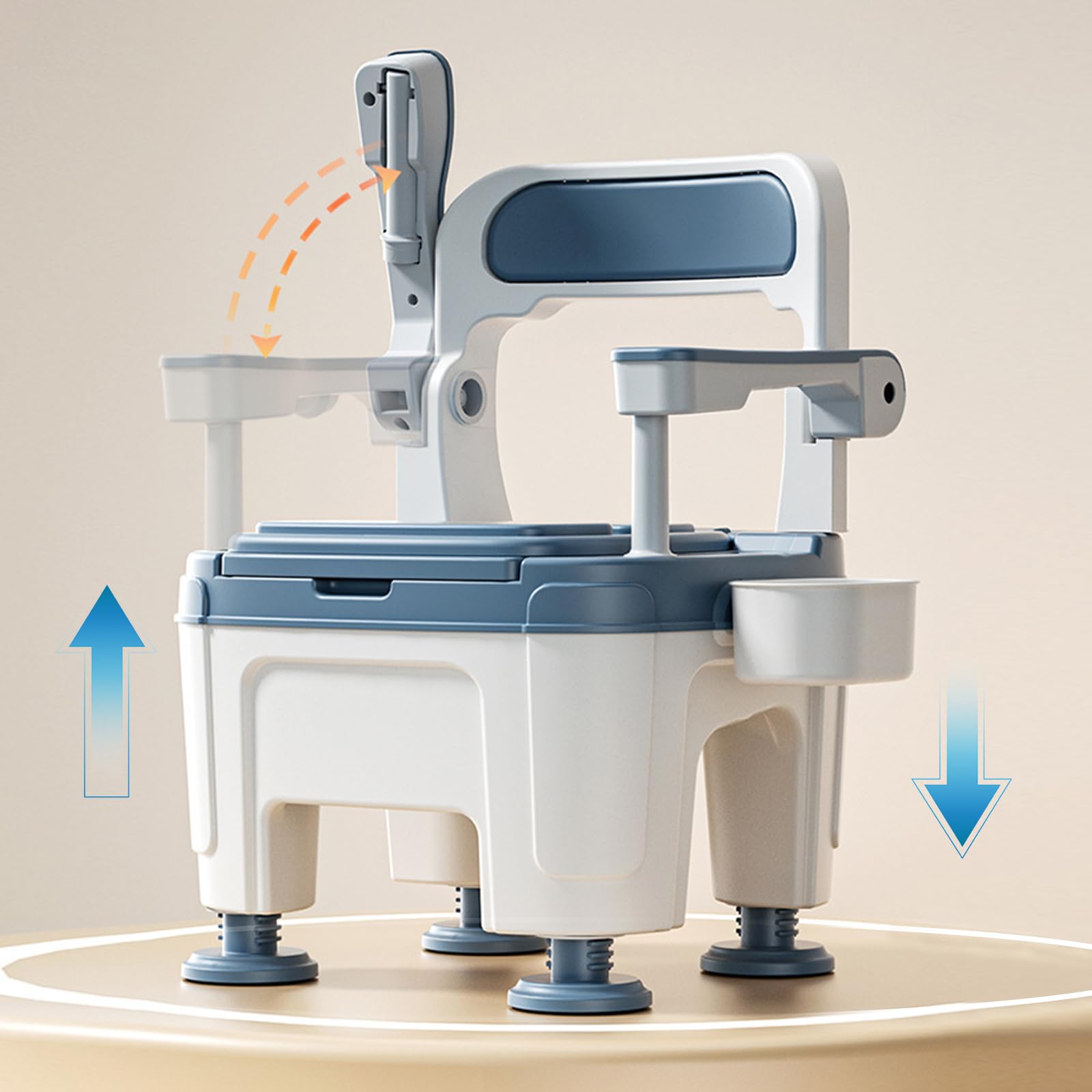 Adjustable commode toilet chair,Mobile Portable Adult Toilets,Bedside Commode Seat with Handles,Sturdy Support-Slip Resistant,Bedside Toilet Chair Potty Chair,Ideal for Elderly (blue2)