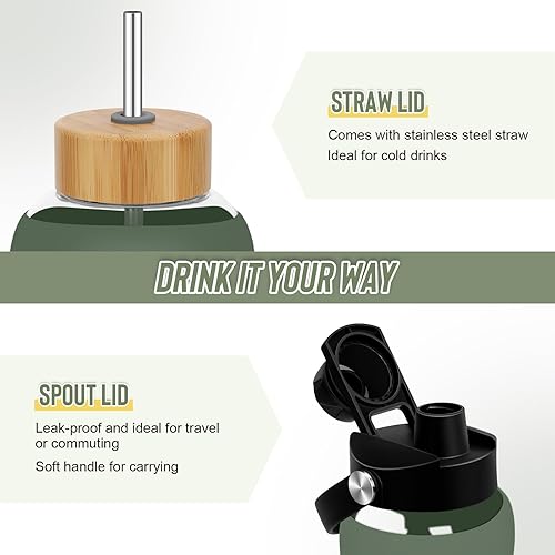 Miniatura 3 de Botellas de agua de vidrio de 64 onzas  Botella de agua motivacional grande de medio galón con marcador de tiempo  Botella de agua de vidrio con