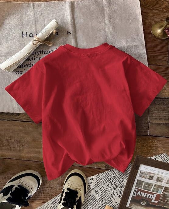 Image of Jawdrobe Cotton Blend Oversized Fit Half Sleeve Printed Round Neck T-Shirt for Women | Aesthetic Summer Wear