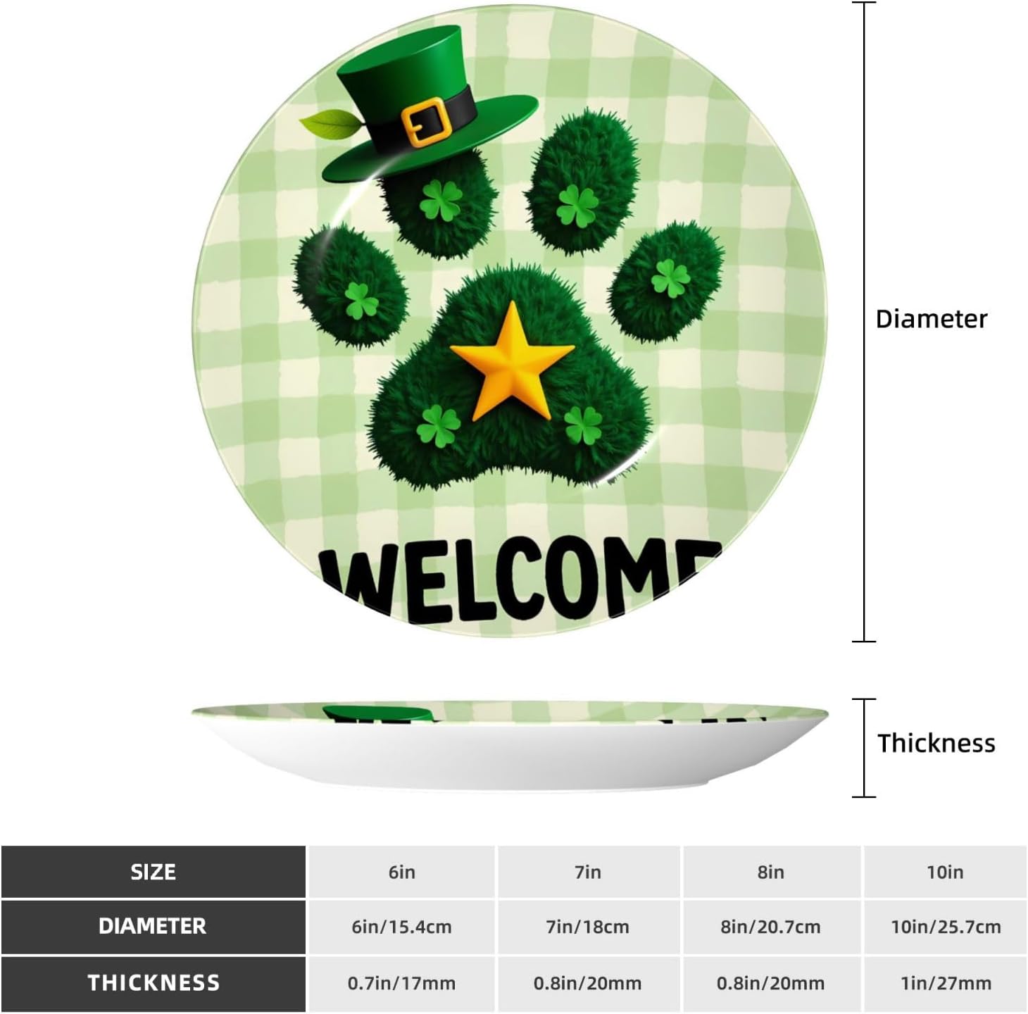 St Patrick Cheers Style Ceramic Plate Display Decorative Plate With Stand Wall Hanging Plate For Home Decor 10 Inch