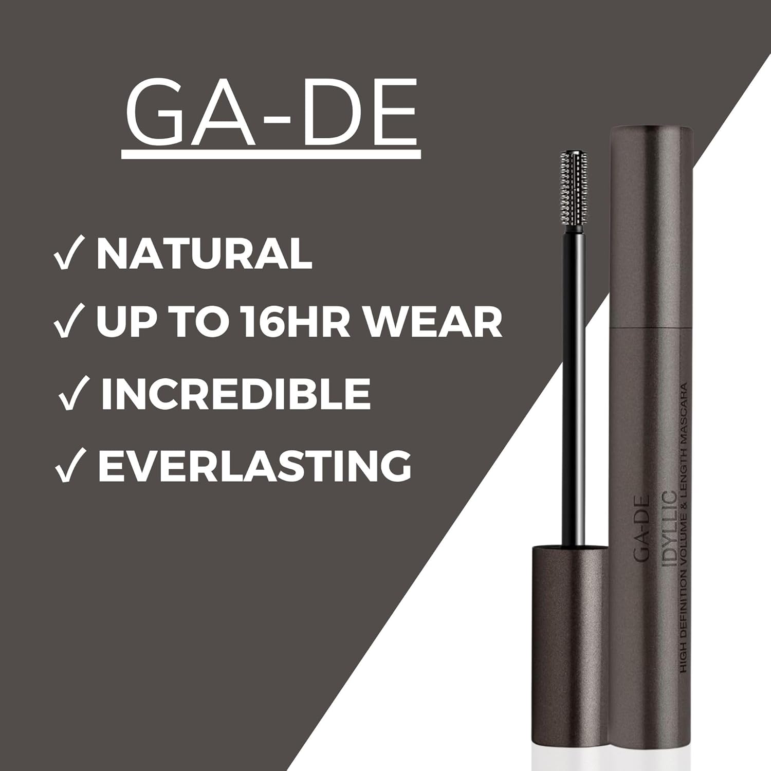 GA-DE Idyllic High Definition Volume and Length Mascara - Infused with Marine Algae, Grape Seed Extract, and Hydra-Mineral Complex - Black - 0.3 oz - Image 3