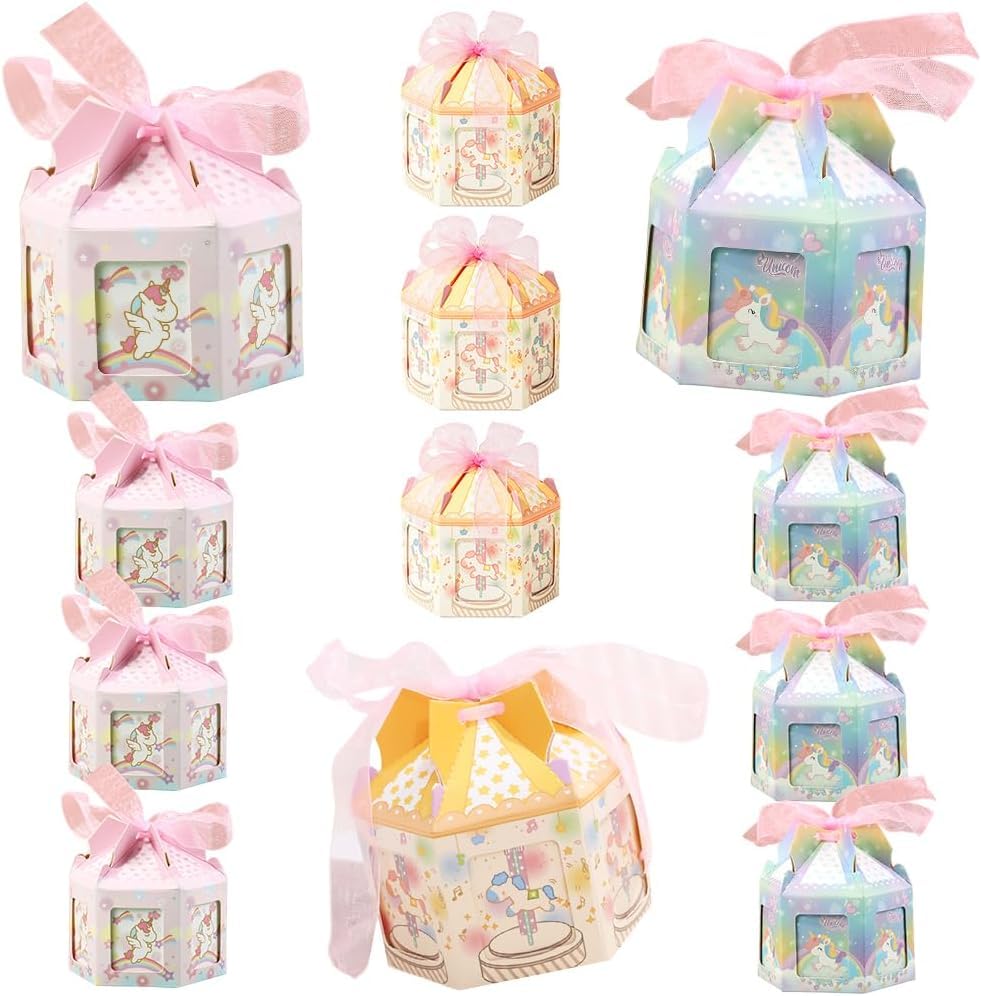 Boîte Cadeau Licorne, 15 Pièces Boite Surprise Anniversaire Bonbon, Petites Boites Cadeau avec Ruban, Boîtes de Cadeaux pour Fêtes de Princesse, Contenant...