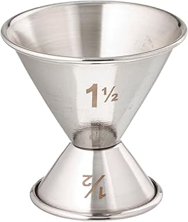 American Metalcraft J212 Double Jigger - Polished Stainless Steel Cocktail Tool - .5-oz and 1.5-oz Capacity - Balanced Bell Shape For Professional Drink Service, Bars & Cocktails
