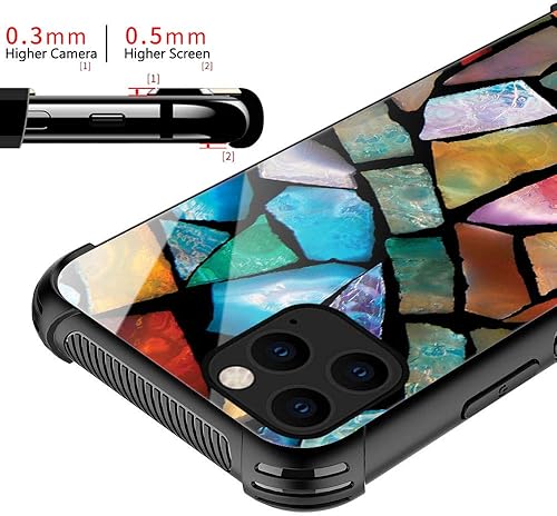 Miniatura 2 de Funda para iPhone 11  Funda con mosaico de vidrieras con parte trasera de vidrio templado y protección contra golpes de TPU de silicona suave
