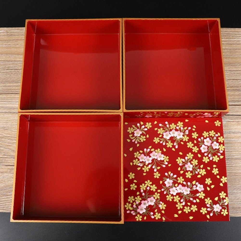 Boîte À Bento Traditionnelle Japonaise, Boîte À Bento Laquée À Trois Couches, Boîte À Sushi Portable, Boîte De Rangement pour Aliments, Boîte Laquée Traditionnelle