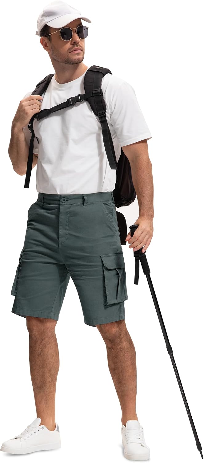 Summer Cargo Shorts for Men - Outdoor Hiking Shorts 7 Pockets, Grey